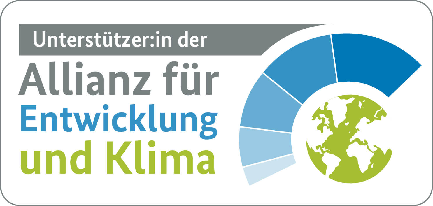 Logo Unterstützerin der Allianz für Entwicklung und Klima